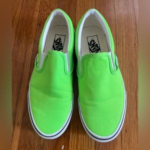 Neon Green Slip On Vans Men 6.5/ Women 8